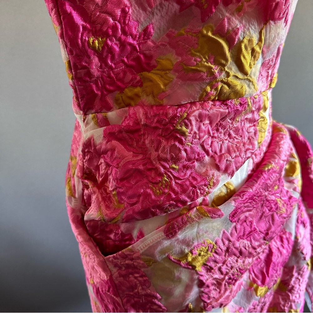 Nwt Reverse One Shoulder Wrap Garden Tea Party Mini Dress - Picture 5 of 11